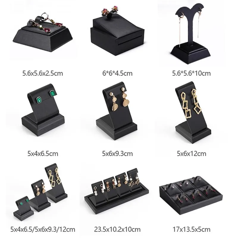 High Grade Black Leather Watch Display Rack Bracelet Earrings Display Plate Pearl Jade Rack Counter Jewelry Exhibition Props