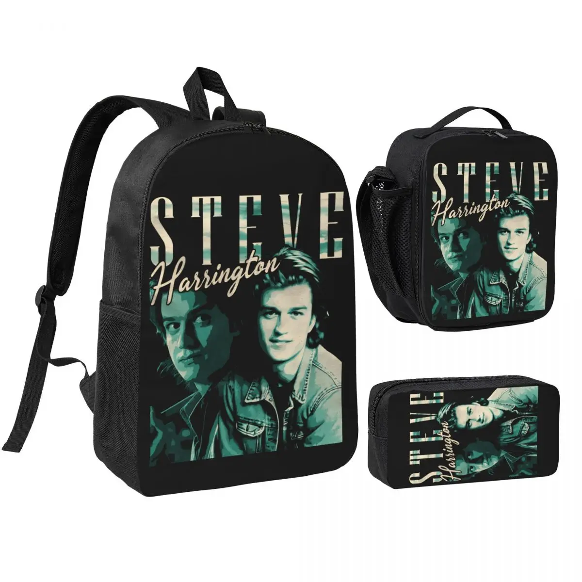 Steve Harrington Retro Art 3pecs/set Backpack for Boys Girls College Canvas Bags Lunch bag Pencil Case