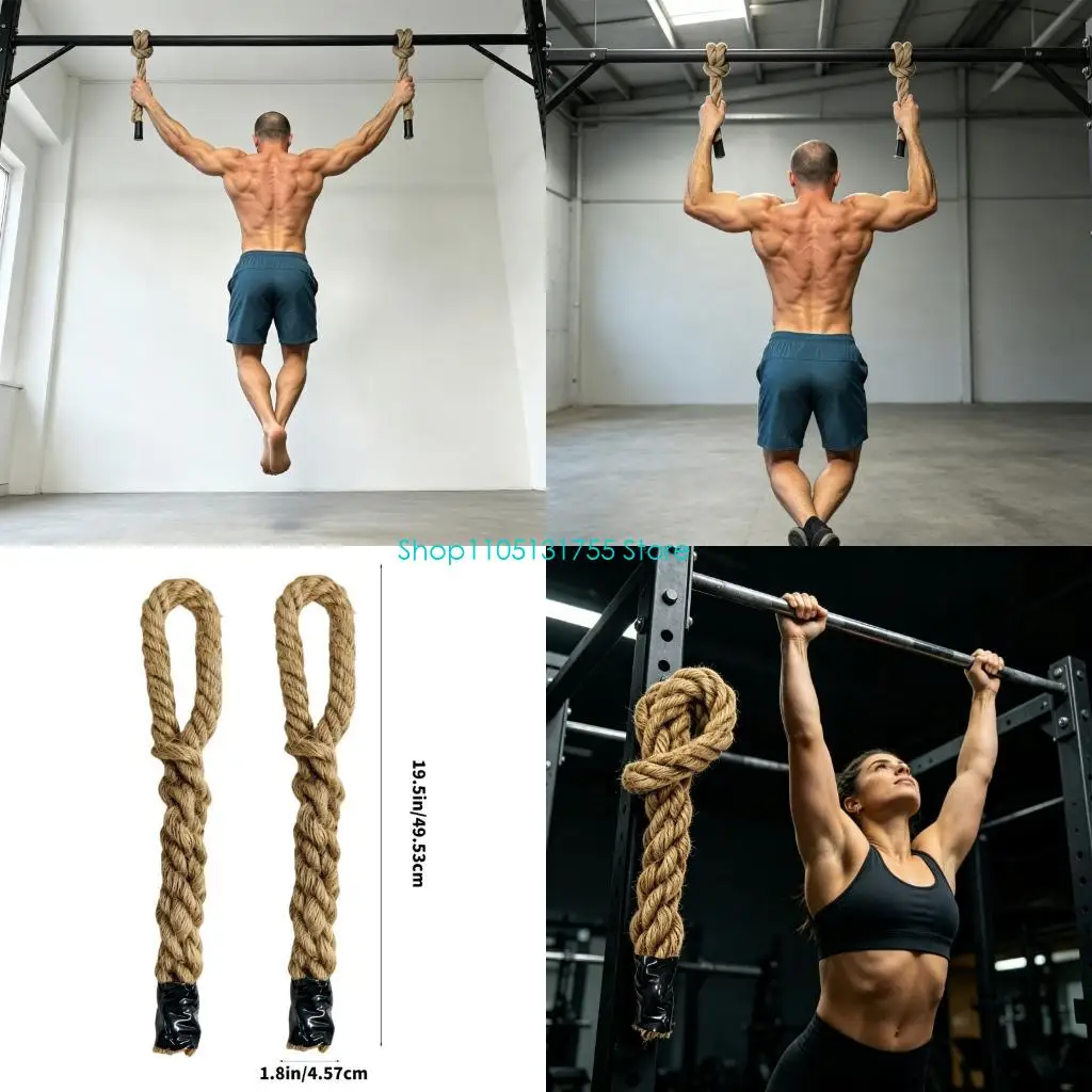 K0EF Thick Braided Rope Grip Strength Training Accessories for Gym and Dorm Workouts