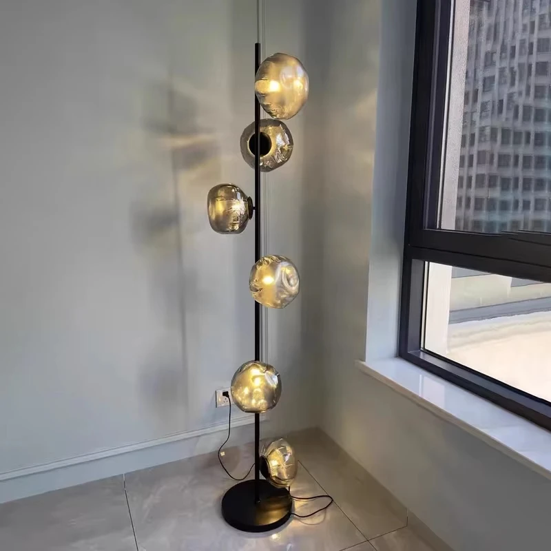 Italian Style Floor Lamp Light Luxury Living Room Bedroom Lava Glass Villa Nordic Minimalist Vertical Atmosphere Art Lamp 2024