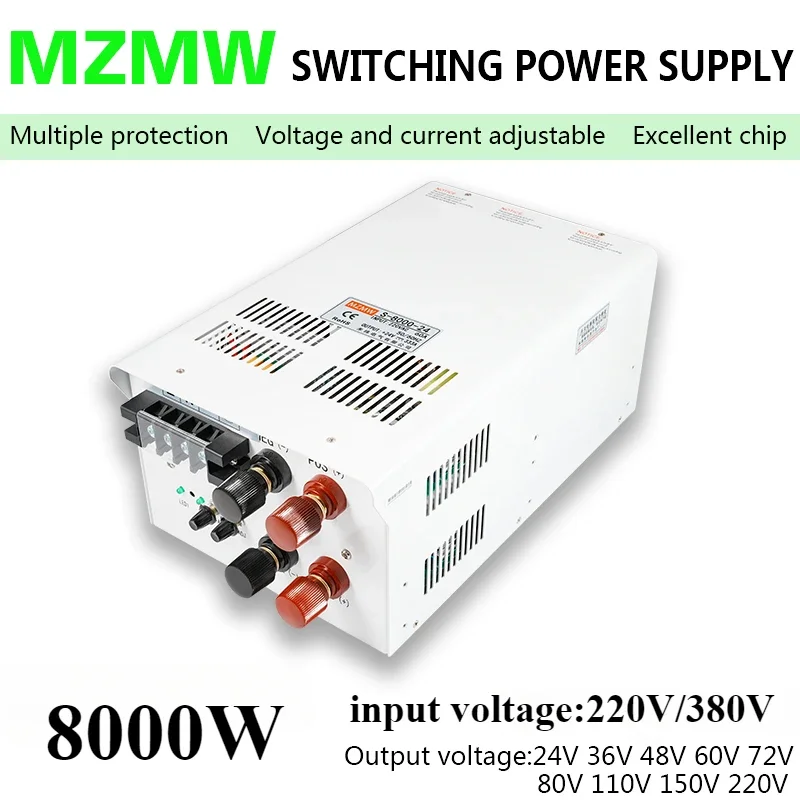 8000W Switching Power Supply 220V/380V AC DC 24V 36V 48V 60V 72V 80V 110V 150V 220V Industrial SMPS Transformer Laboratory Test