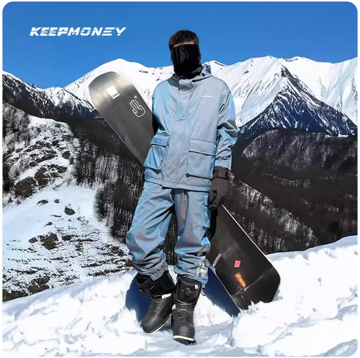 بدلة تزلج على الطراز الأمريكي الجديد من KEEPMONEY 2025 للجنسين مقاومة للماء على الجليد مع بطانة من الصوف مجموعة رياضية شتوية حرارية