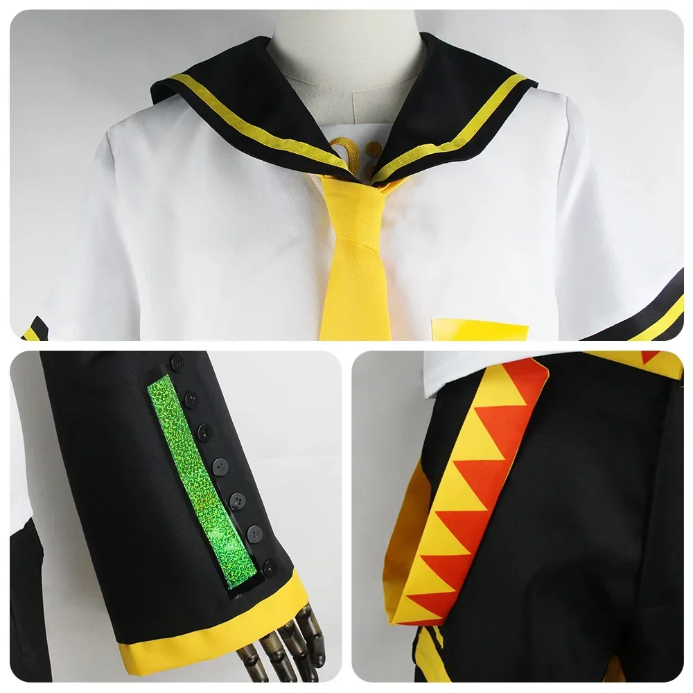 Anime Rin Len Halloween kostiumy Uniform Vocaloid Cosplay żółta peruka najlepsze spodnie mundur odzież Halloween karnawał dla dorosłych dzieci