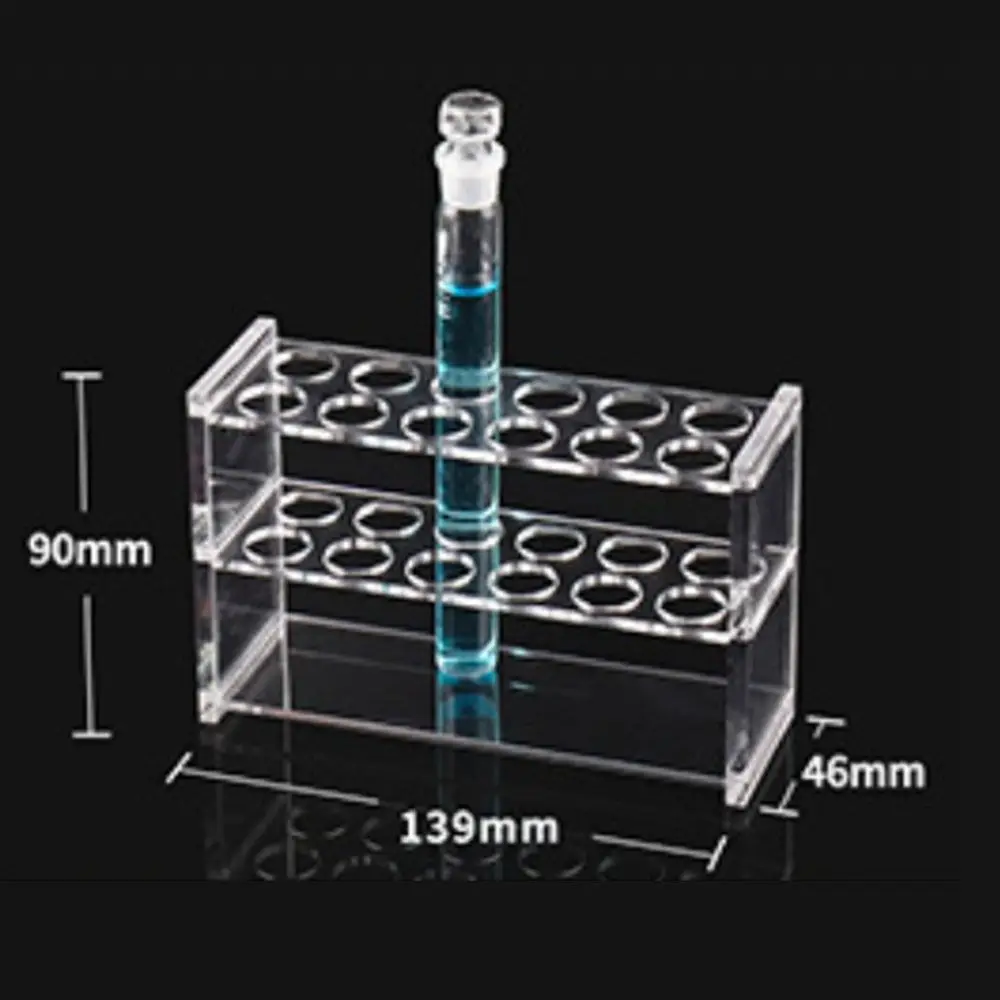 Test Tube Rack Holder Lab Stand 12 Sockets Clear Acrylic Rack for 10ML Test Tubes 16mm Diameter