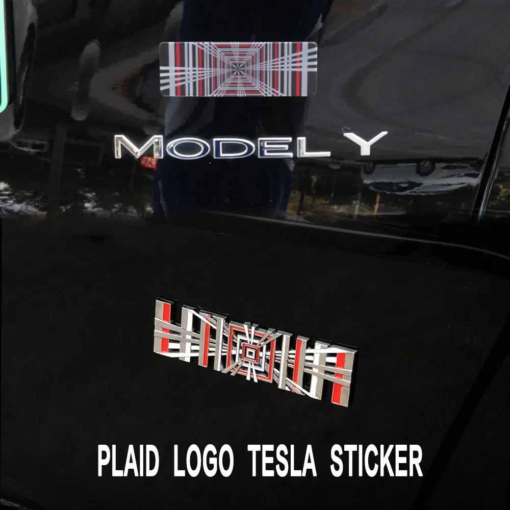 

Plaid For Tesla Model 3 Y S X Tail Tag Trunk 3D Logo Zinc Alloy Vehicle Label Emblems PLAID Badge Creative Decoration Stickers