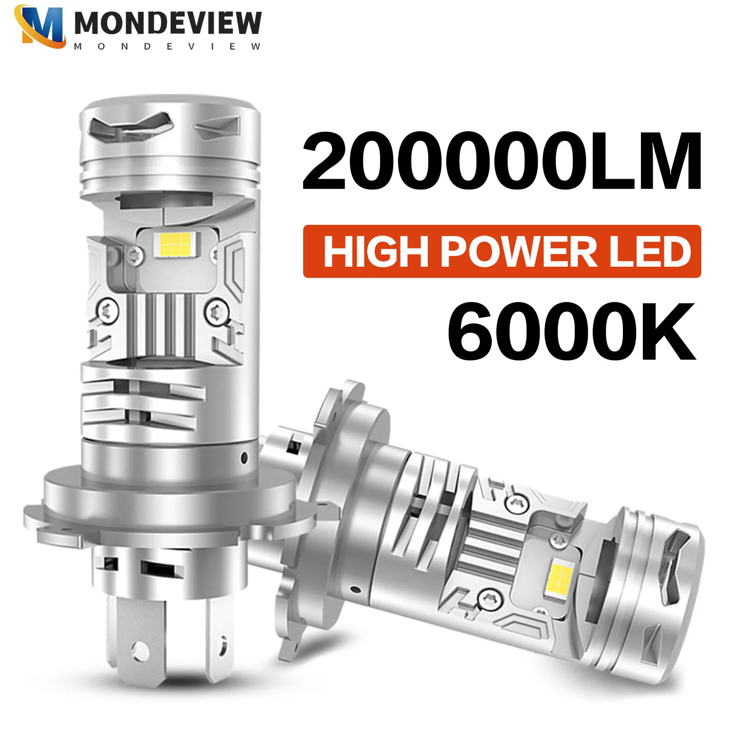 

MONDEVIEW H4 Plug and Play N8 LED Lens Headlights 300% Brightness 6000K White Light 200000LM 600W High-power Car Headlights