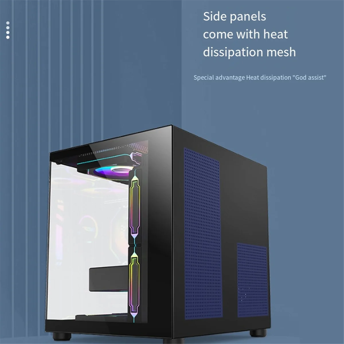 AM38M PC Case Sea View Room Gaming Computer Desktop M-ATX Motherboard Double-Sided Tempered Glass PC Gamer Cabinet