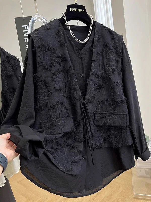 

plus Size 300 Pou Vest Plaid Long Sve V-Ne irt Women Spring Autumn Loose Thin Base Outerwear irt Breathable Soft