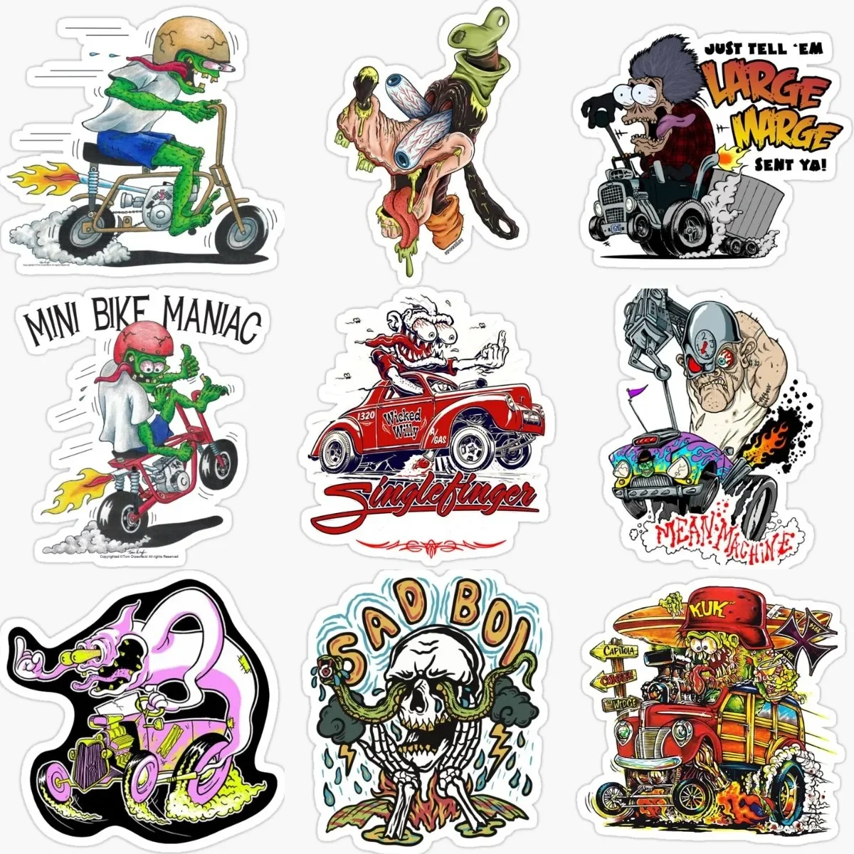 

Rat Fink Drive Terror Exaggeration Creative PVC Stickers Accessories for Decorate Car Motorcycle Window Bumper Wall Room Table