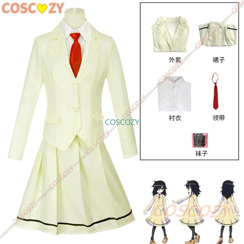 Anime WataMote Tomoko Kuroki cosplay costume women girls yellow JK skirt high school girls convention uniform socks tie set