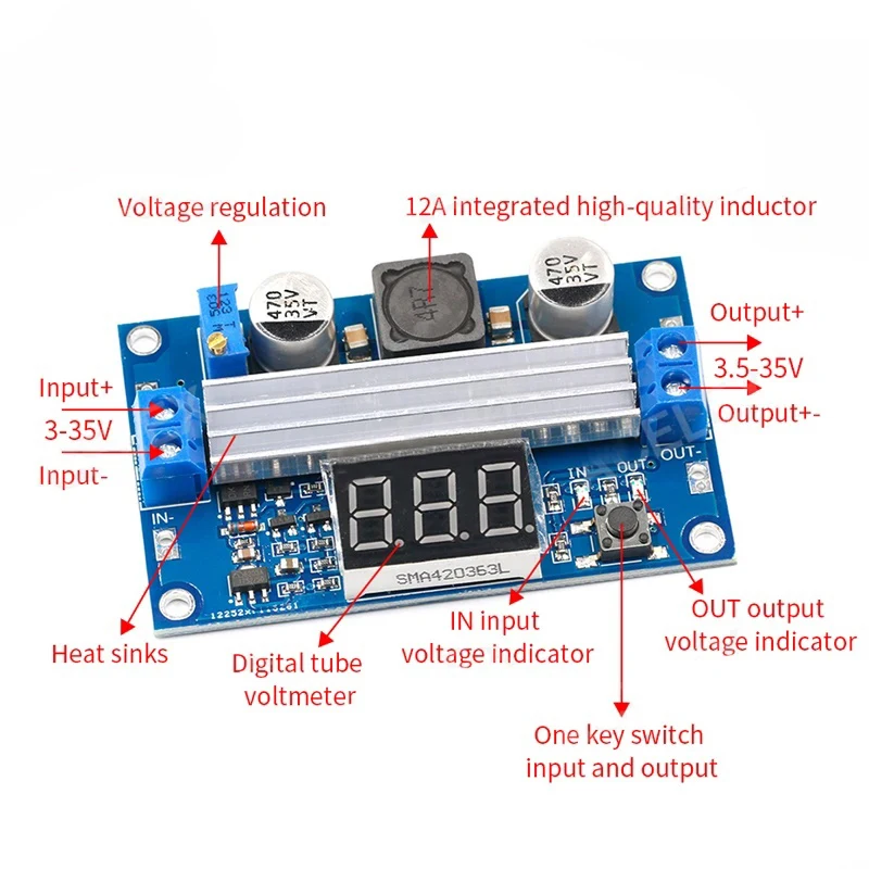 DC DC-DC 3~35V to 3.5~35V LTC1871 Booster step up Step-up module Converter Regulated Power Supply+VoltMeter
