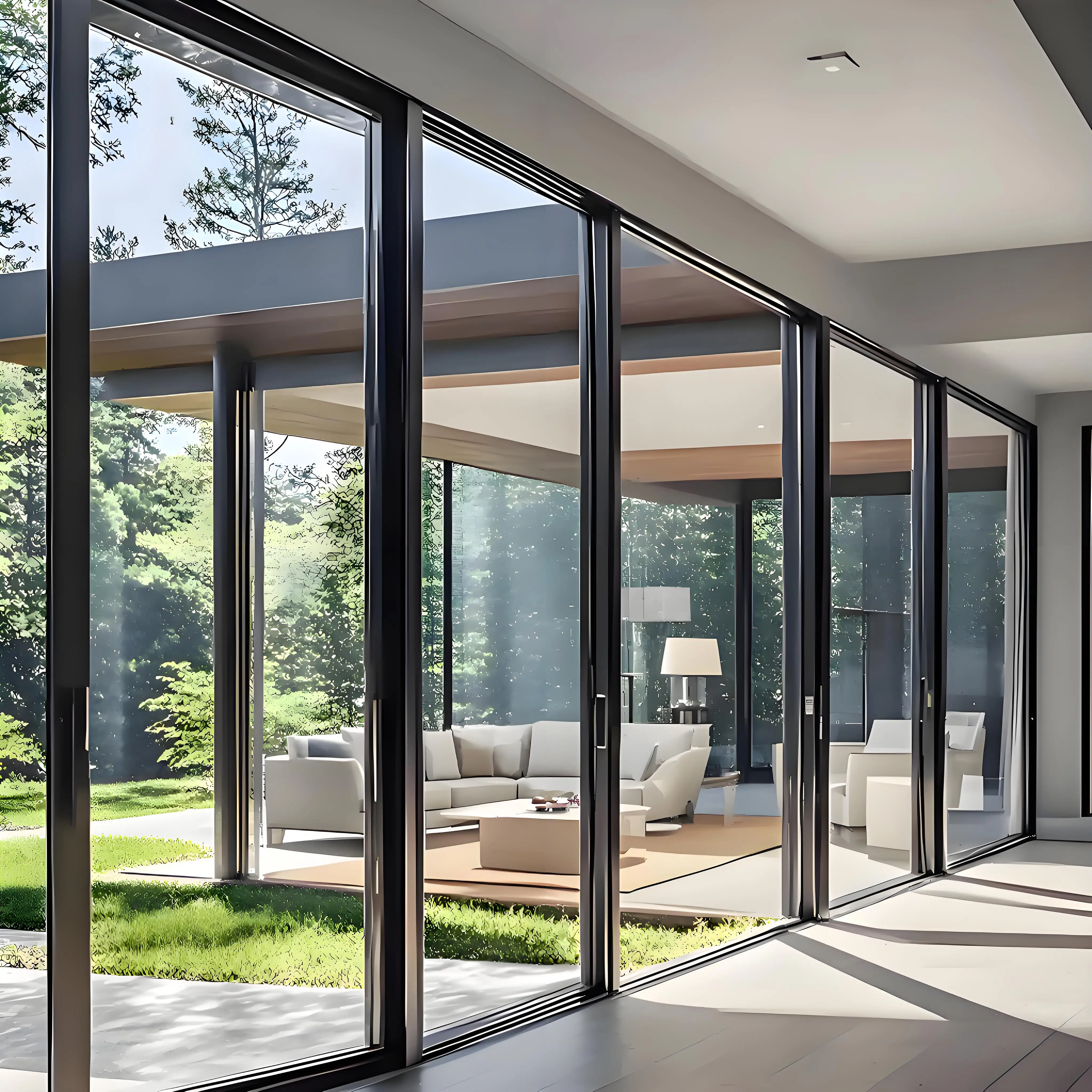 Sixinalu Folding Door Sliding Front Accordion Exteror Bi Fold Doors Aluminum Thermal Double Glaszed Garden Home Decor Custom