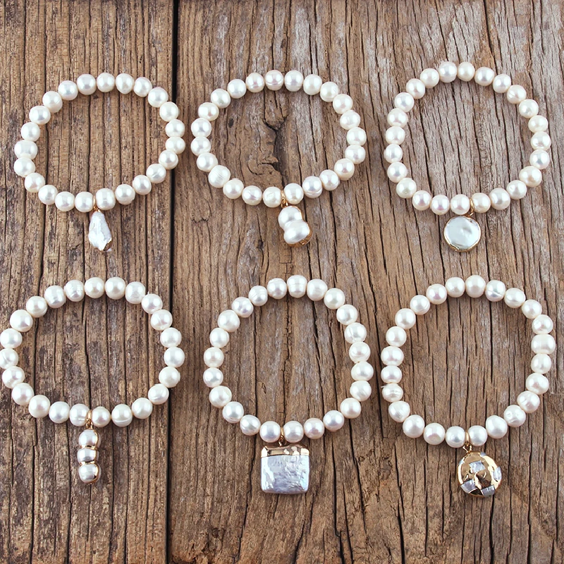 RH Fashion Natural Freshwater Pearl Bracelet For Beautiful Women Gift Dorp Stretch Bead Bracelets
