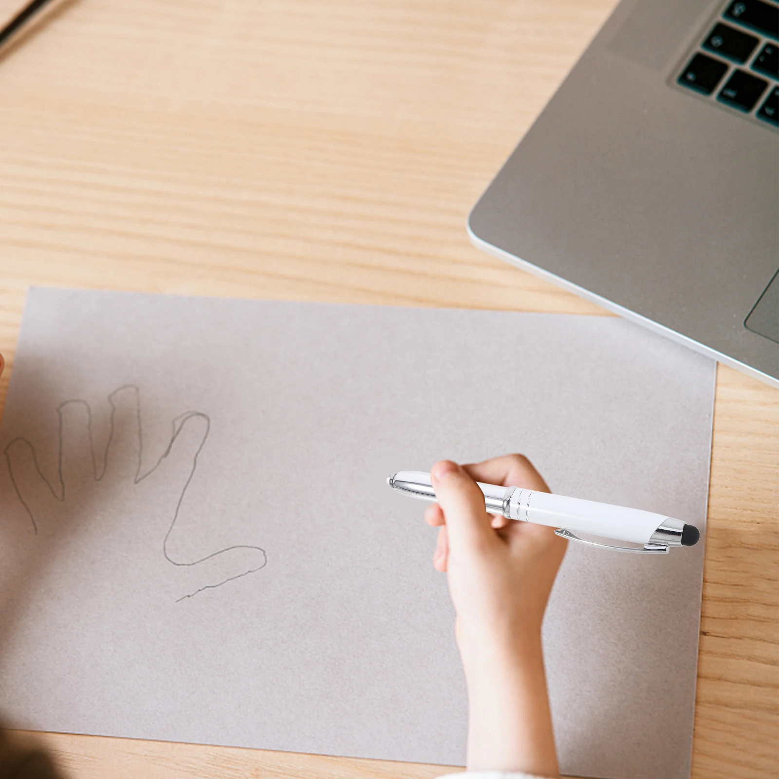 LED Light Ballpoint Pen Tip Multifunction with Stylus White Writing Daily Use Metal