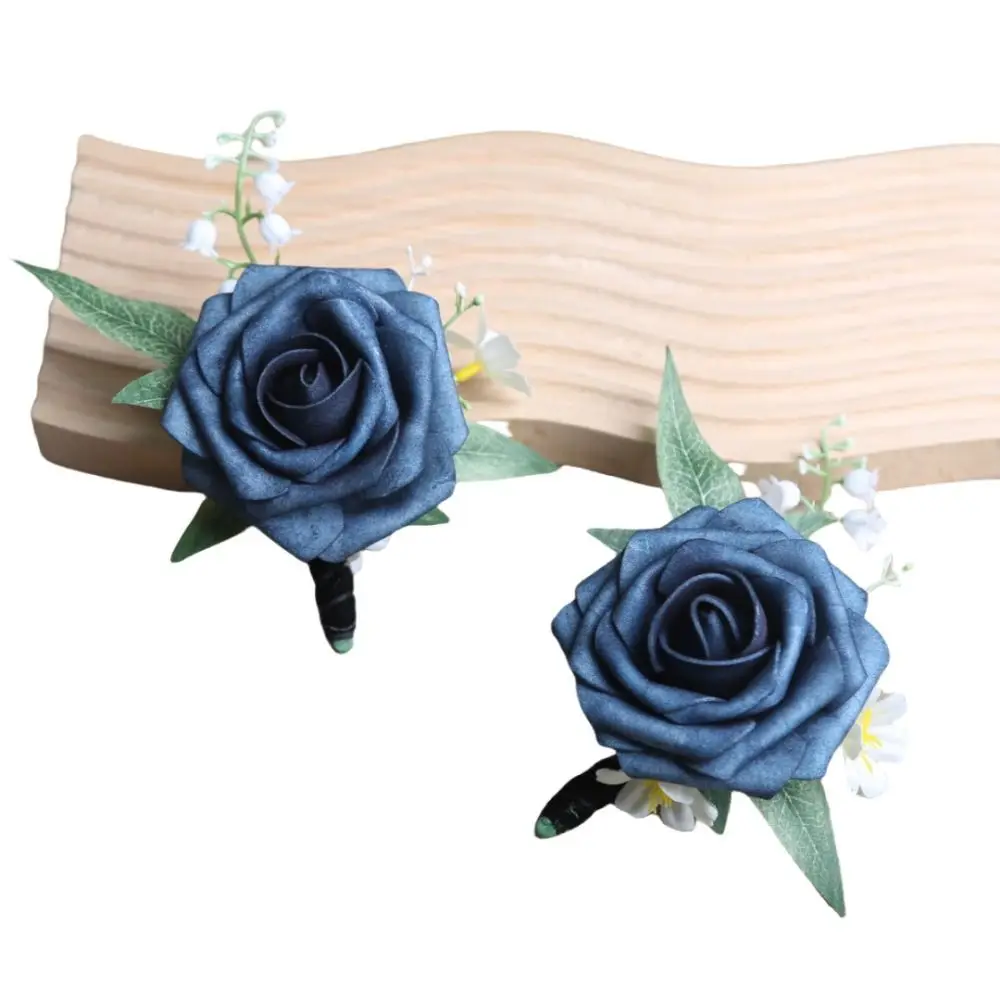 Boutonniere de rosas para novio Simple, traje de boda delicado a la moda, ramillete de flor Artificial, ojal, accesorios de boda occidentales