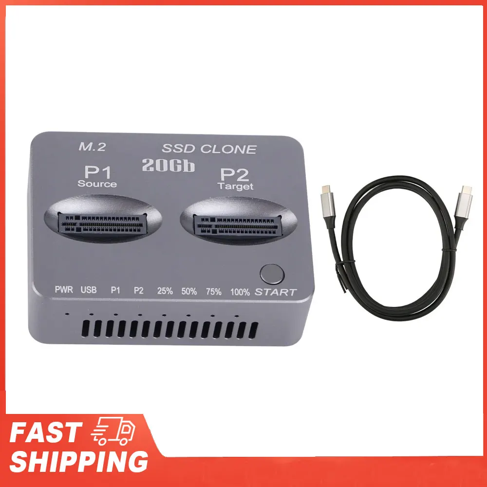 

3.2 ТИП C Gen2 X 20 Гбит/с Двойная автономная док-станция для клонов Двухэтажная док-станция для клонов M.2 NVMe SATA Док-станция USB