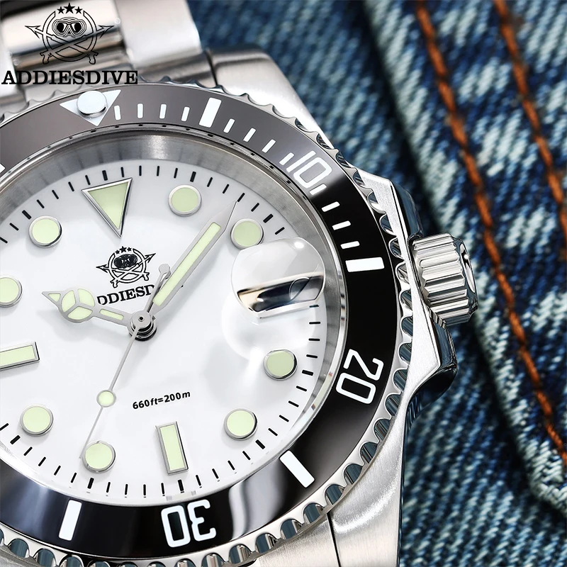 ADDIESDIVE Watch for Men 41mm Quartz Wristwatch 200m Waterproof Dive Ceramic Bezel Luminous 316L Stainless Steel Men's Watch