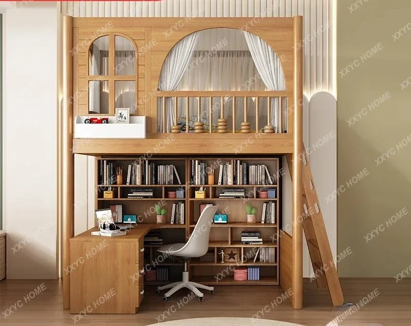X-S Bed Table Combined Bed Desk Wardrobe Integrated Upper and Lower Bunk Double Layer Elevated Bed HG
