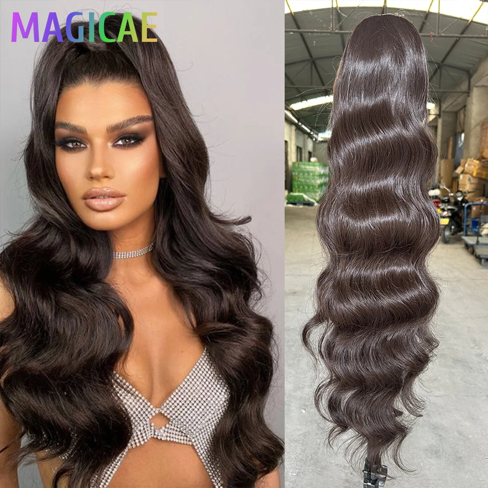 28Inches Nature Black Ponytail Blond 27/ 613 High Temperature Synthetic Hair Extensions 180Grams Ombre Brown Body Wave With Clip