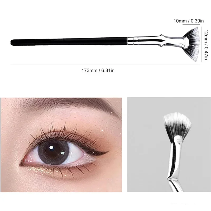 Brosse à cils coudée en forme d'éventail, cils festonnés à angle pliable, mascara, brosse à cils en forme d'éventail coudée sans grappe, 3 pièces, 5 pièces