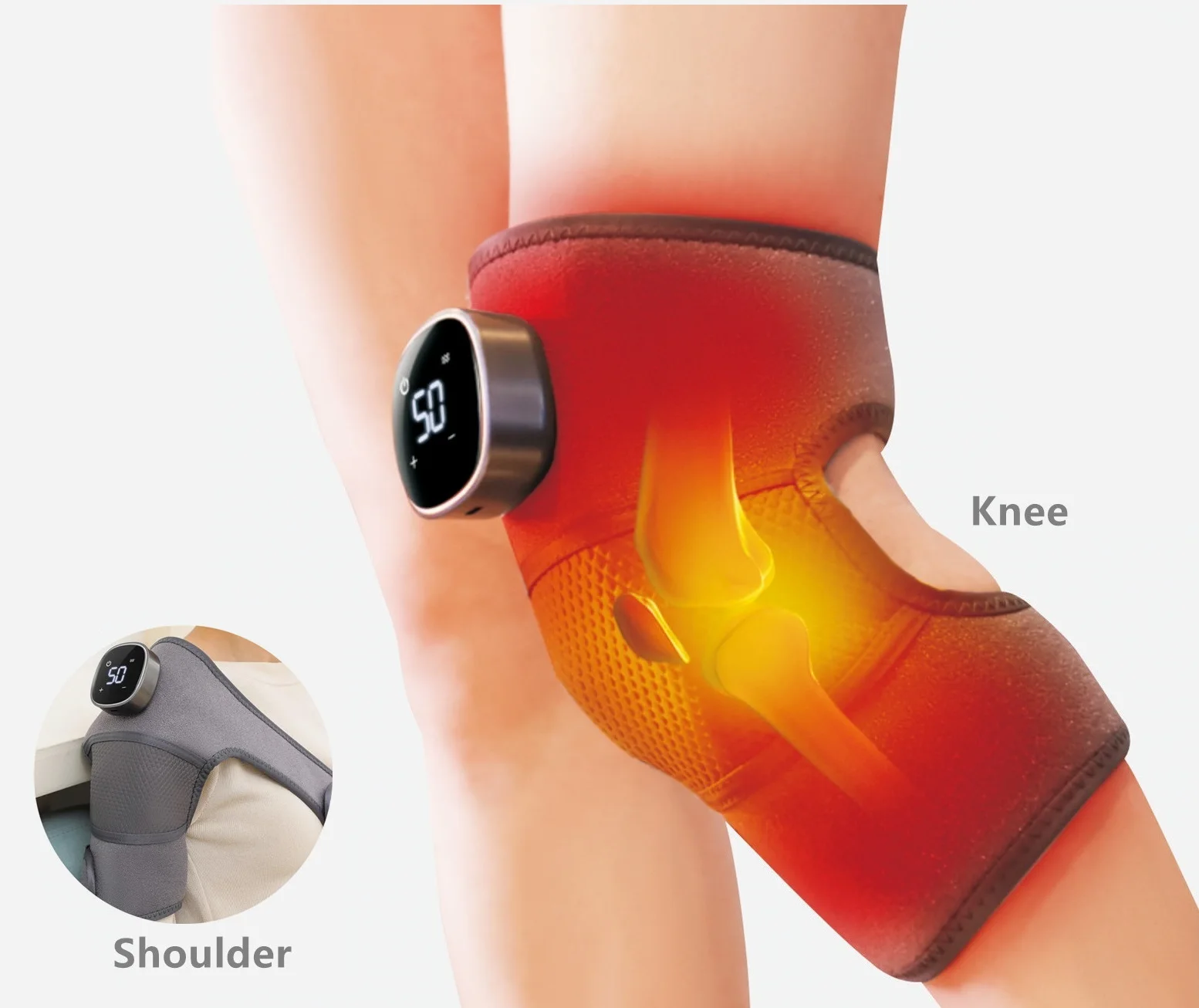 Wireless Pain Relief Thermal Electric Heated Knee Massager Vibration Shoulder Elbow Joint Massager With LCD Touch Controller