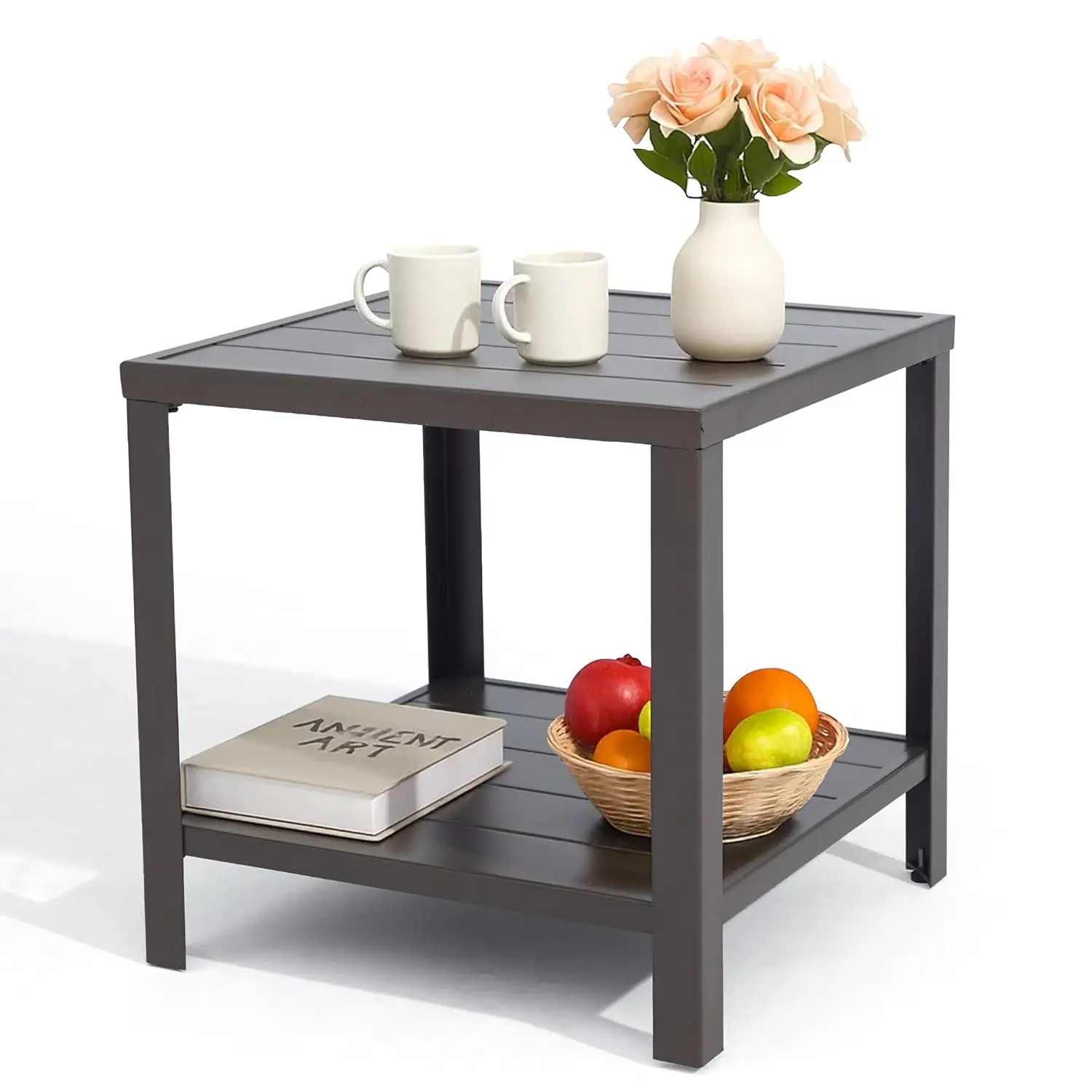 

Outdoor Coffee Table Patio Metal Table All Weather Backyard Conversation, 20 inches, for Balcony, Poolside, Deck,, Customized