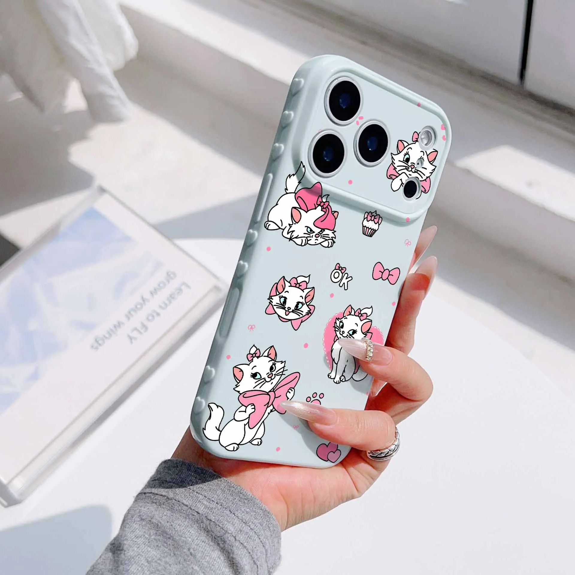 Cute Mary Cat For Apple iPhone 17 16 15 14 13 12 Mini 11 Pro Max Bubble Heart Cover Funda Silicone Soft Capa Phone Case view 4