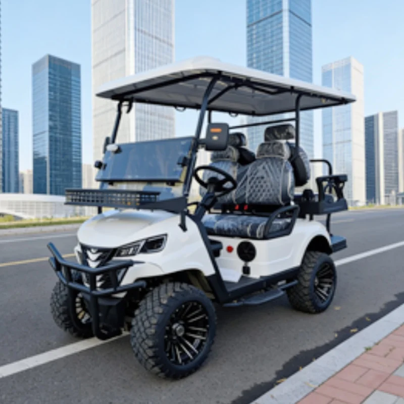 

Новинка 2025 года, электрическая тележка для гольфа, интеллектуальная автономная клюшка для вождения, автомобиль со складным лобовым стеклом, передний бампер, внедорожные шины
