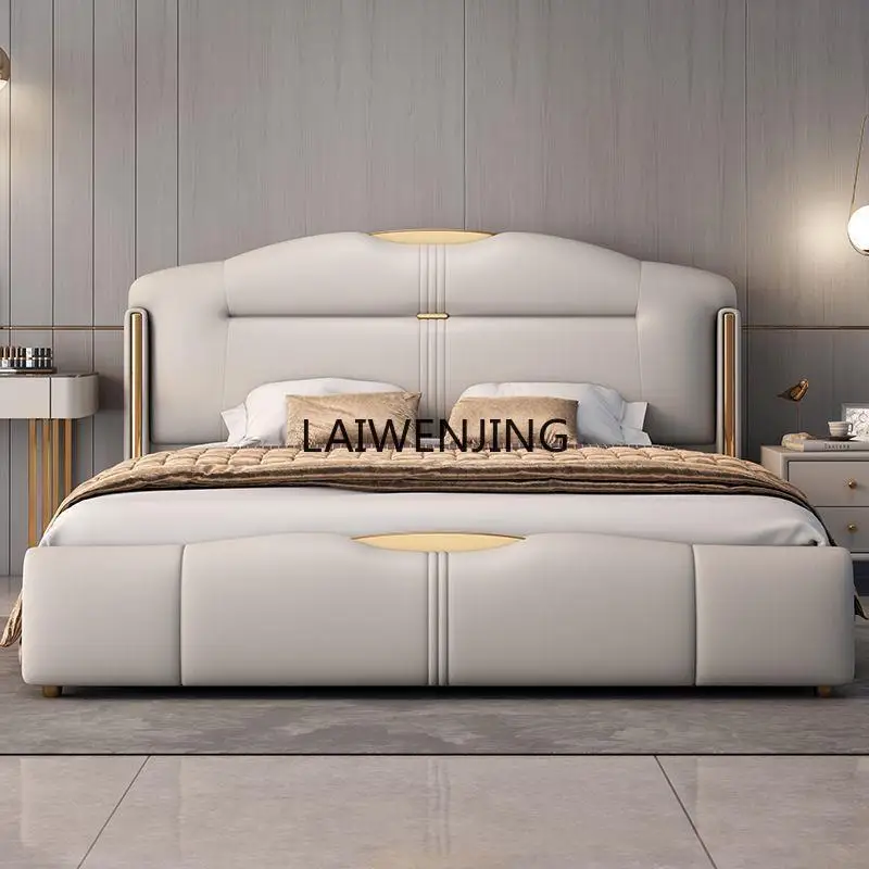 MJY leather light luxury simple bed double master bedroom marriage bed storage high-end leather soft bag bed