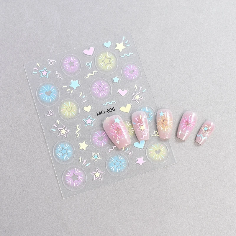 

Dopamine Fireworks Nail Art Stickers Romantic Starry Sky Bright Fireworks Adhesive Nail Slider Jewelry Nail Art Sticker