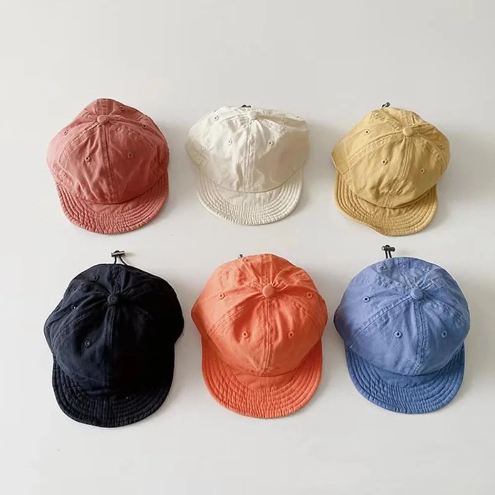

Casual Korean Style Kids Quick Dry Cap Adjustable Soft Brim Sun Visor Hat Solid Color Baseball Cap Unisex