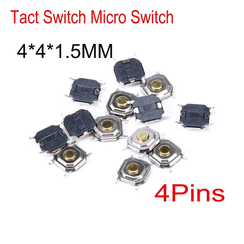 20PCS 4X4X1.5MM Touch Micro Switch button Patch Switch 4*4*1.5 SMD 4Pin /Feet  Button Head