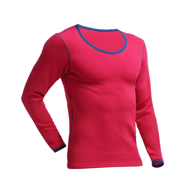 Winter Men's Single-Piece Top with Fleece Lining, Thickened Base Layer, Cold-Proof, Round-Neck, Slim-Fit, Thermal Underwear Top