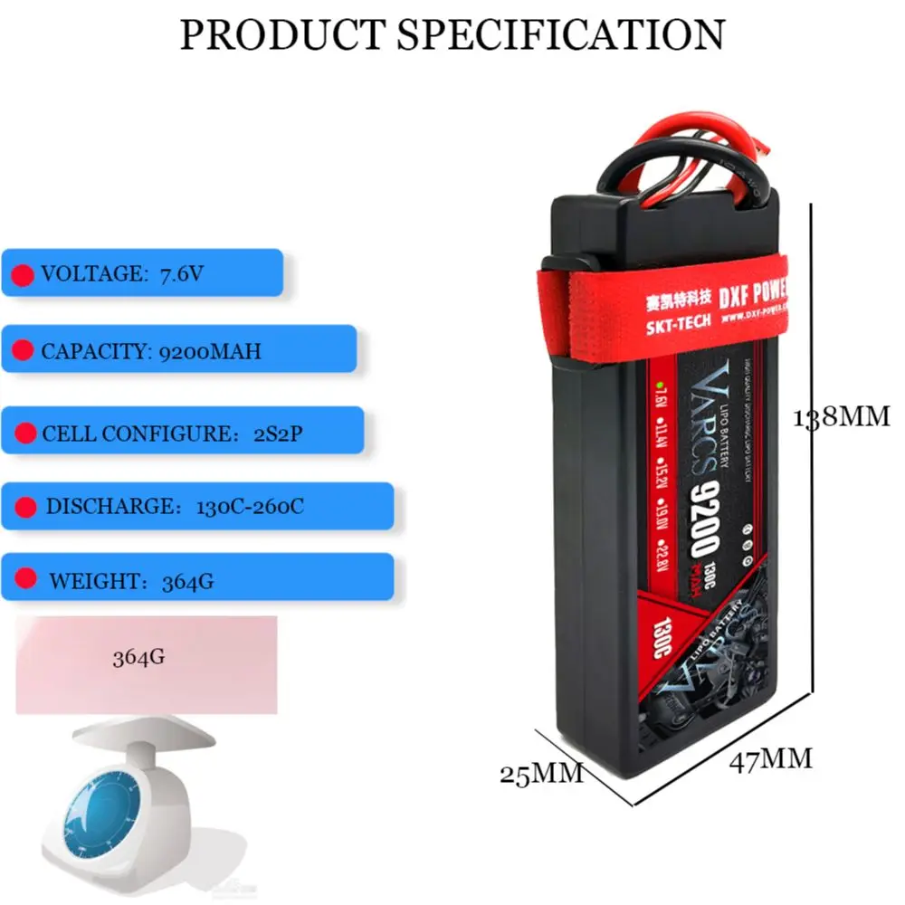 VARCS 2S 7.6V 9200mAh bateria Lipo 14.8V 15.2V 22.2V 11.1V 6S 4S 3S 5200mAh 7000mAh 8000mAh 8400mAh 6750mAh 6500mAh dla samochodu RC