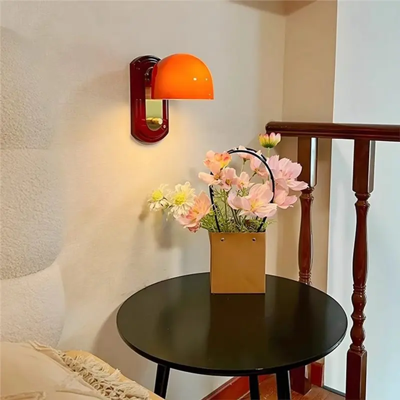 ABVG-French Led Wall Sconces Bedside Lamp Vintage Wall Light Fixtures With Glass Shade Retro Vanity Light Fixtures