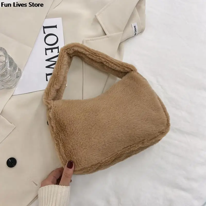 Soft Plush Handbags Women Winter Warm Shoulder Bags Phone Money Storage Purse Purse Wedding Totes bolso Fashion Clutches Wallet