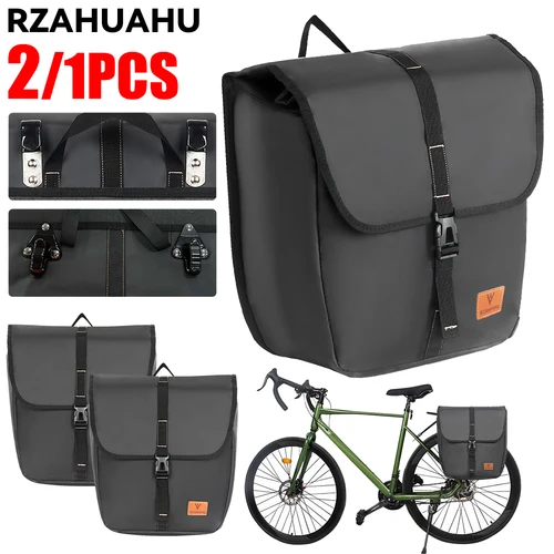Imagen 2 del producto Bolsa de asiento trasero de bicicleta, alforjas de asiento trasero multifunción, bolsa impermeable para SILLÍN de bicicleta con asa, accesorios para bicicleta de montaña y carretera