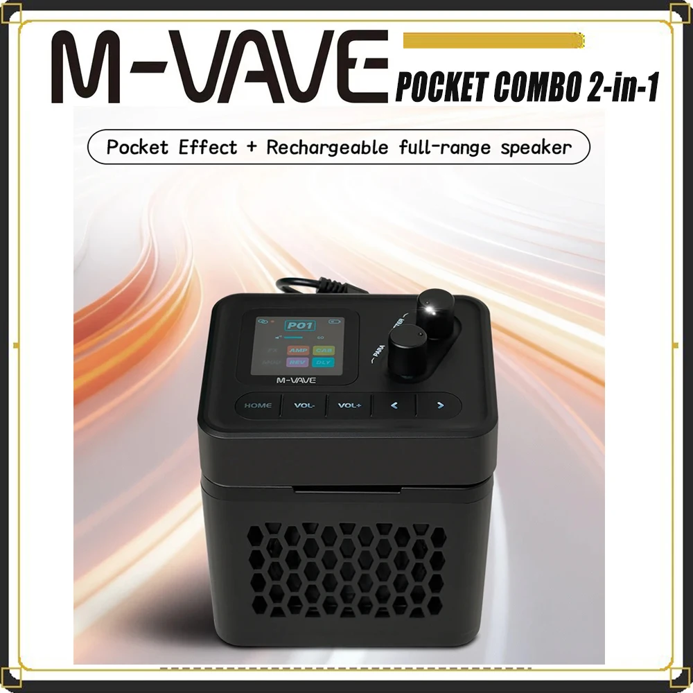 M-VAVE NEW POCKET COMBO 2-in-1 Guitar Effects Processor & Rechargeable Speaker with BT, OTG, USB Interface – 7H Battery