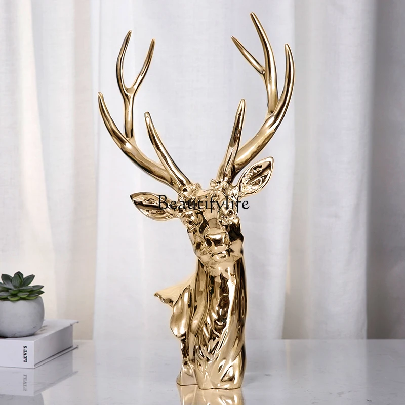 European-Style Living Room Office Creative Deer Head Decoration Company Opened Entry Luxury Home Decorative Crafts