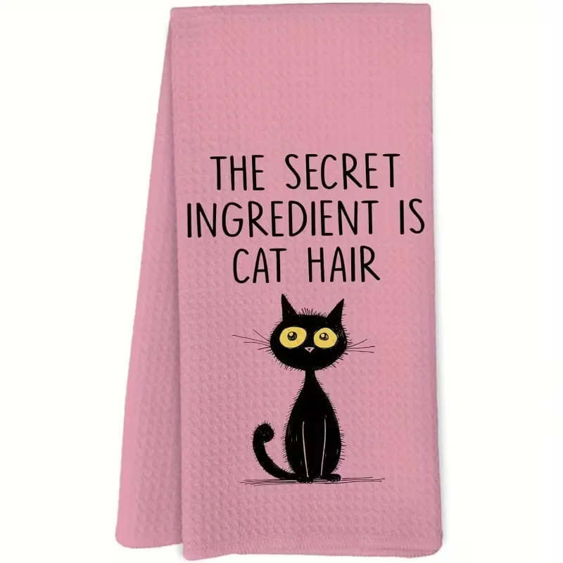 1 Piece of Fun Black Cat Kitchen Towel, Soft Fiber, 