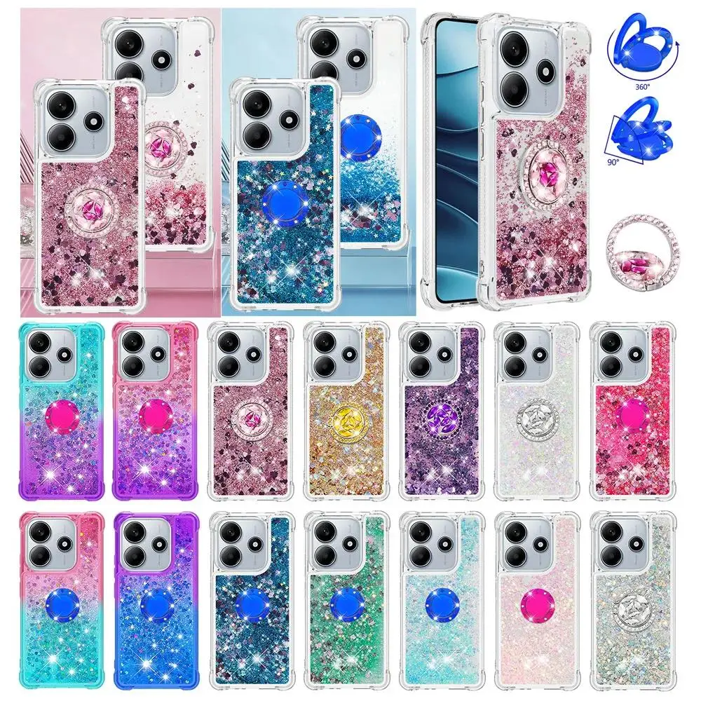 Gradient Glitter Quicksand Phone Case For Samsung Galaxy S21 S20 FE S10E S10 Plus Note 20 Ultra A21 A50 A52 A72 Ring Stand Cover