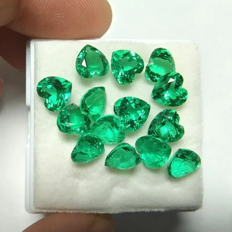 Top Lab Grown Colombia Emerald Heart Shape Green Gemstone for Diy Charms Jewelry Earrings Making Material with AGL Certificate