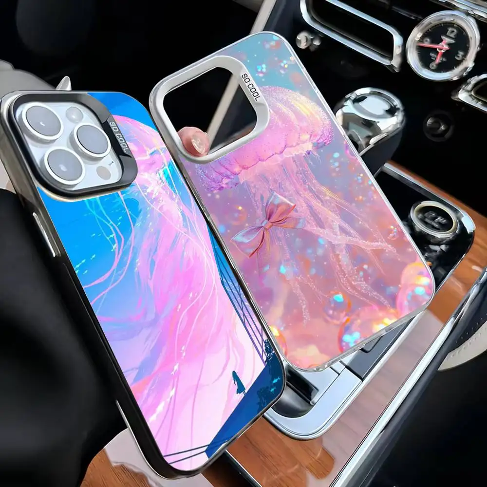 

Colorful Jellyfish Phone Case For iPhone 16,15,14,13,12,11,Mini,Pro,MAX White Matte Shockproof Cover