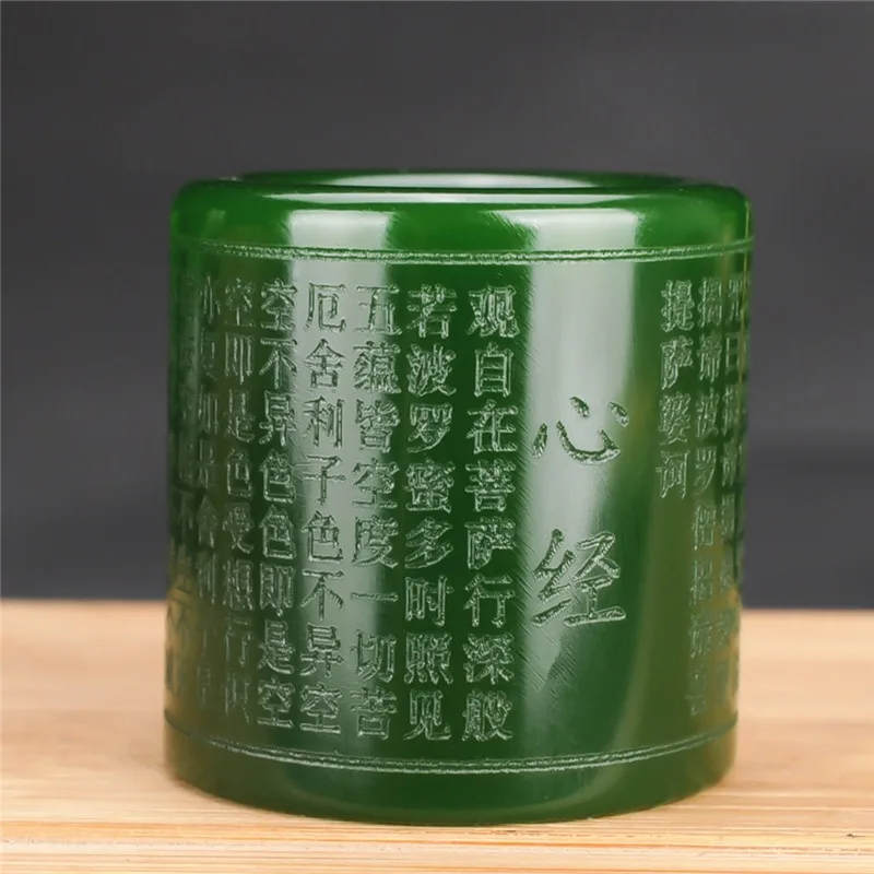 Natural Green Hand-carved Baifu Figure Jade Finger Fashion Boutique Jewelry Men's and Women's Rings Gift Accessories