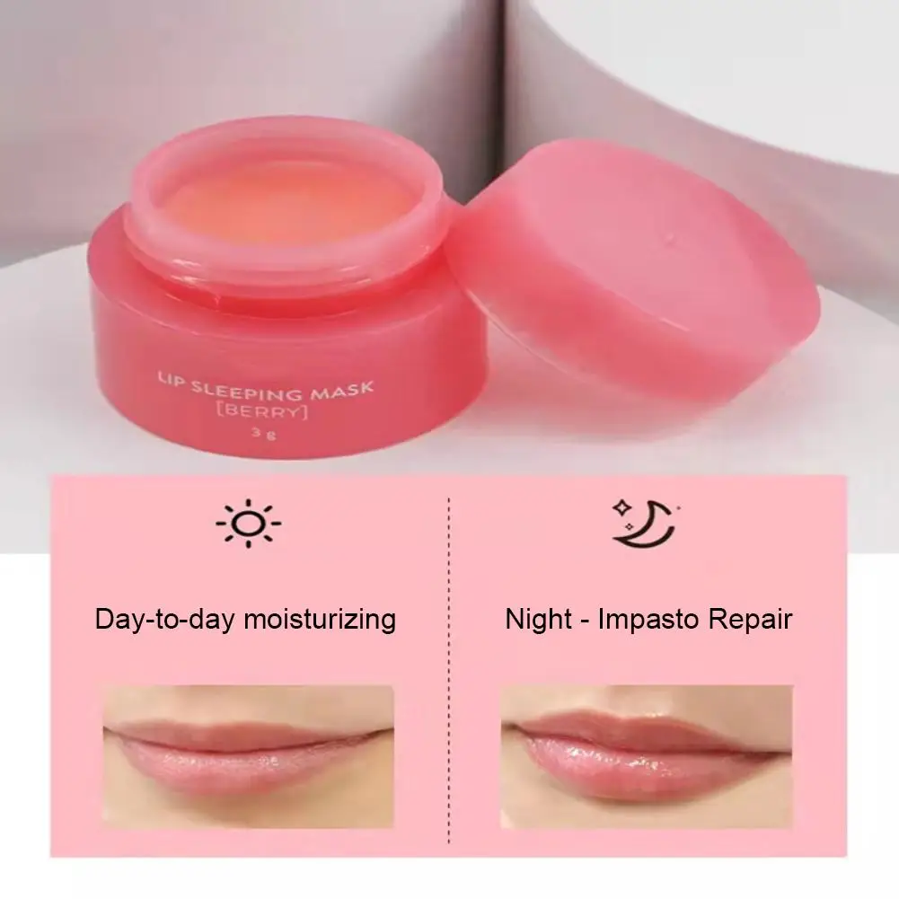 3g 1pc Night Sleep Care Moisturizing Lips Pink Lip Balm Cleans Up Dead Skin And Fades Lip Lines Lip Mask Korean Lip Care TSLM2