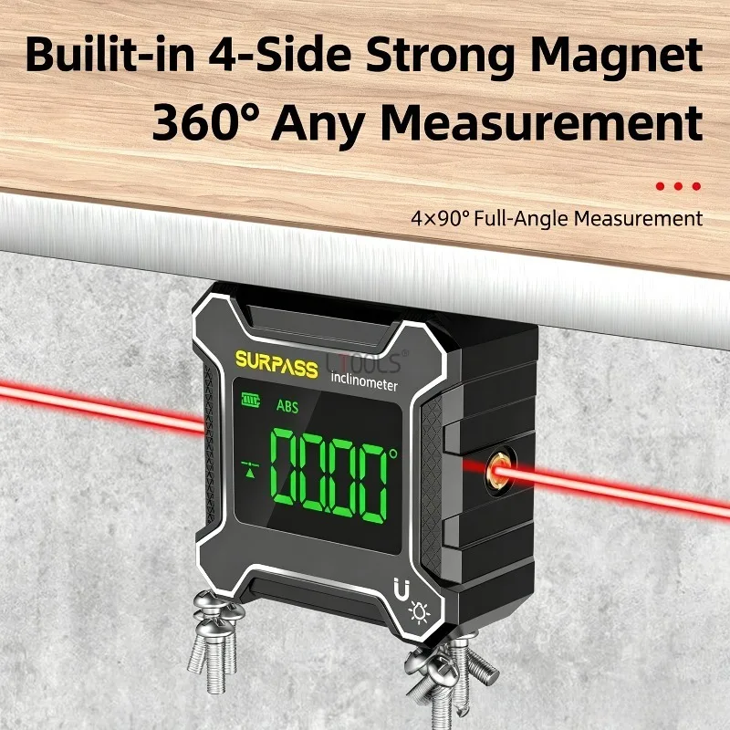 New High‑Precision Digital Laser Angle Finder Multi‑Function Inclinometer Level Gauge with Strong Magnetic Angle Measuring Tool