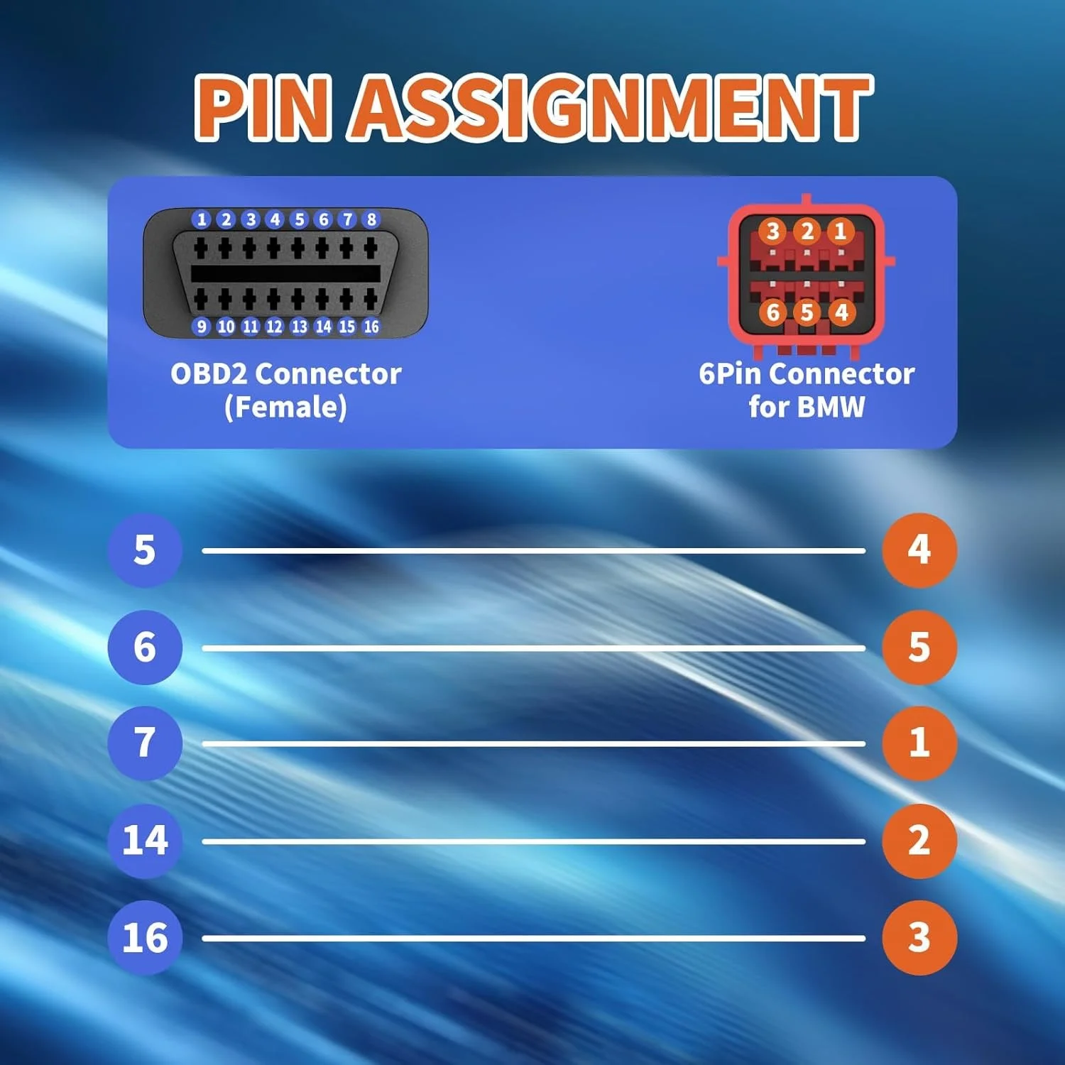Picture 6: 6Pin To 16 Pin Motorcycle OBD Adaptors OBD2 Diagnostic Cable Extension Connectors Wire For BMW K1200 K1300 GT R S K1600 GT GTL
