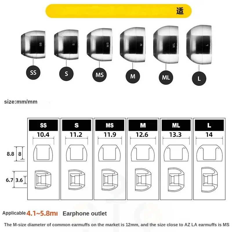 AZLA Crystal Standard Earbud Tips Eartips for SE846 t9ie wf1000xm4 A4000 ie900 SednaEarfit Crystal Standard with 2.5-3.5mm