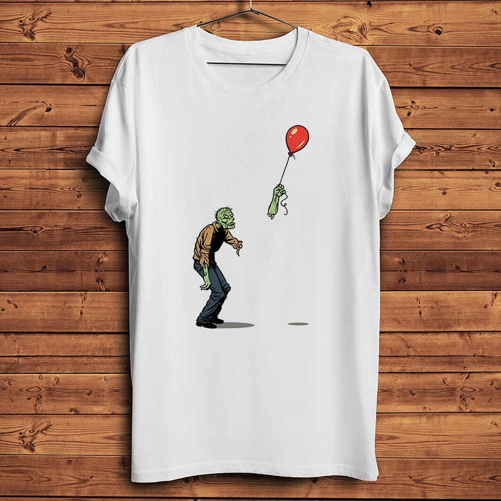 Zombie Balloon Floated Away,Funny Banksy Style Artistic T-shirt,Casual Short Sleeve TShirt Unisex Tee,No-crack Breathable Print
