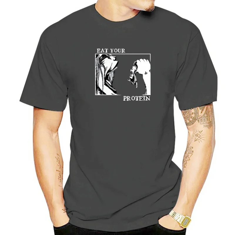 

Attack On Titan T-Shirts Eat Your Protein Shirt Man Women Summer Casual O-Neck Short Sleeve Shirts
